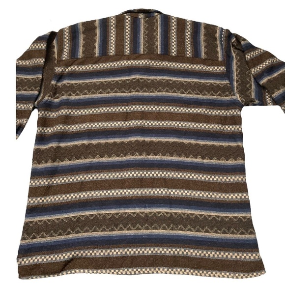Vintage striped geometric Aztec wool blend woven flannel button down shirt - Picture 11 of 11